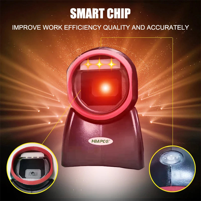 2D Omnidirectional Barcode Scanner 1D 2D QR Code Desktop Auto Sense Bar code USB PDF417 Data Matrix Reader for Supermarket Store