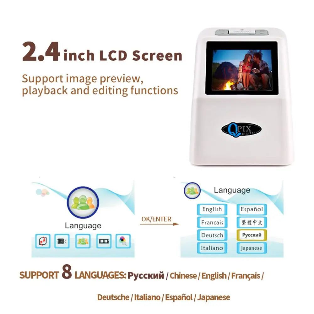 22MP Digital Film Scanner - 35mm/110/135/126 Negative & Slide Converter with 2.4" LCD