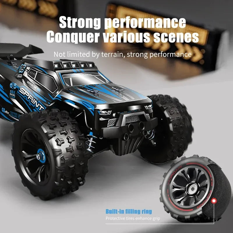 1:16 Scale High Speed RC Car - 85KM/H 4WD Monster Truck with LED Lights, Drift Racing