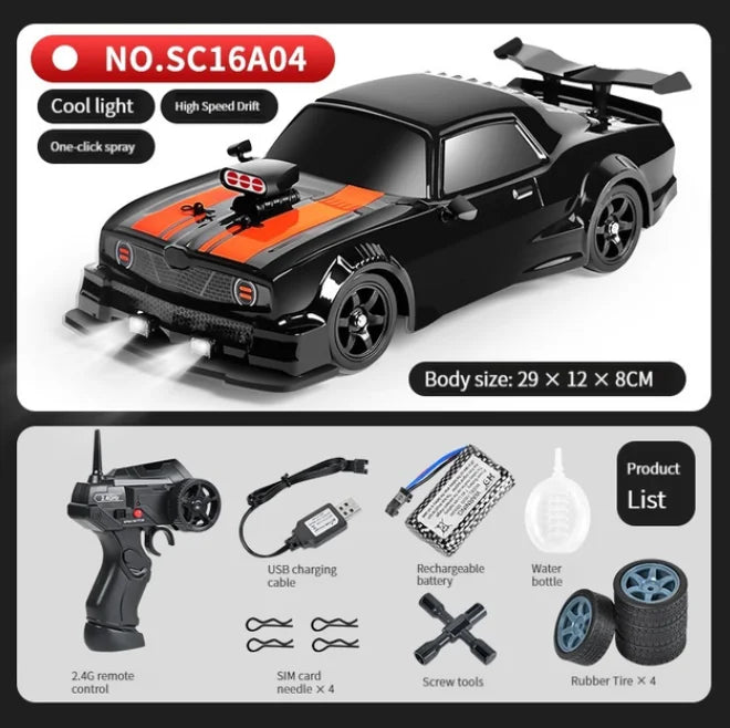 1:16 Scale 4WD Drift RC Car - AE86 Model with LED Lights & Spray Effect, High Speed Racing