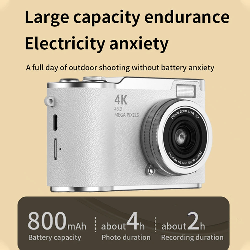 48MP 4K Digital Camera with 8X Zoom and 180° Flip Screen