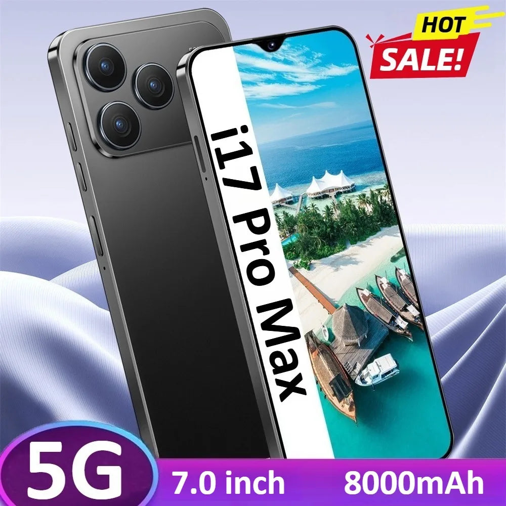 2026 HOT NEW i17 Pro Max 7.0HD Global Edition Original Smart Dual Card 8000mAh Battery Android 15 Facial Recognition Function