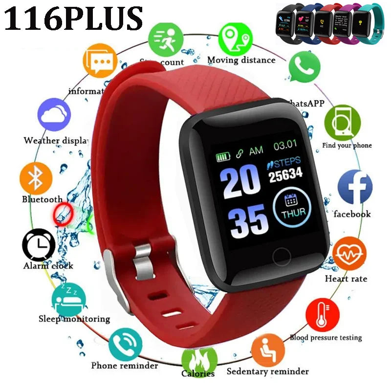 116Plus Smart Watch - Fitness Tracker, Heart Rate Monitor, Message Remind, Music Control