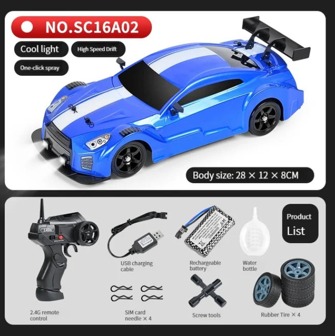 1:16 Scale 4WD Drift RC Car - AE86 Model with LED Lights & Spray Effect, High Speed Racing