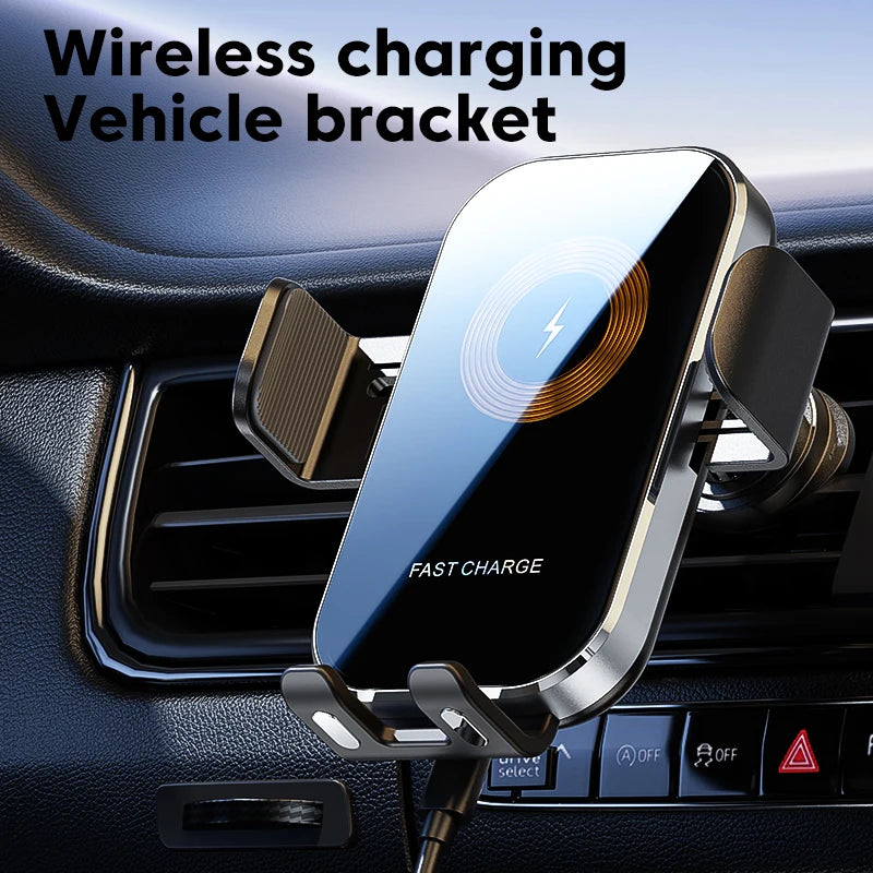 15W Fast Wireless Car Charger Mount - Auto-Clamping Phone Holder for iPhone, Samsung & Xiaomi