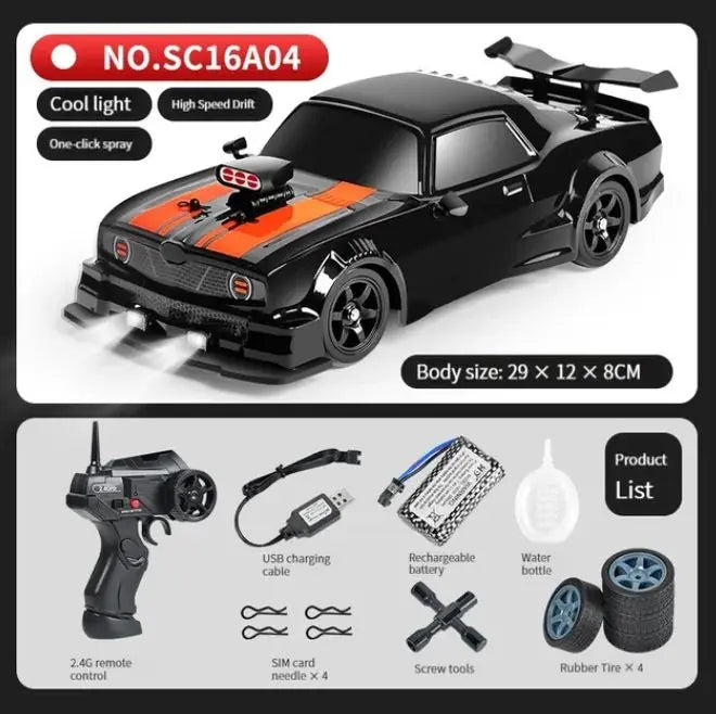 1:16 Scale 4WD Drift RC Car - AE86 Model with LED Lights & Spray Effect, High Speed Racing