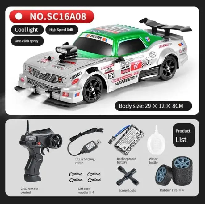 1:16 Scale 4WD Drift RC Car - AE86 Model with LED Lights & Spray Effect, High Speed Racing